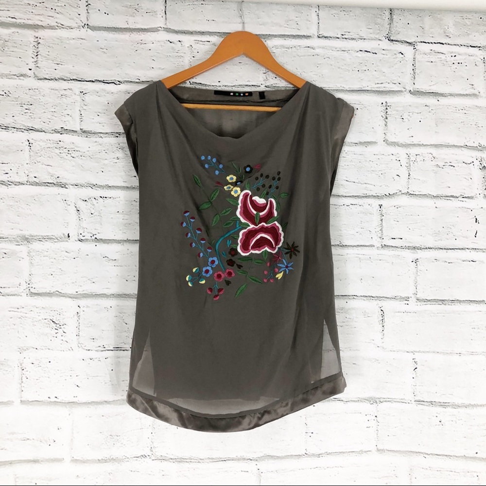 Catwalk to Sidewalk | Silk Floral Embroidered Top